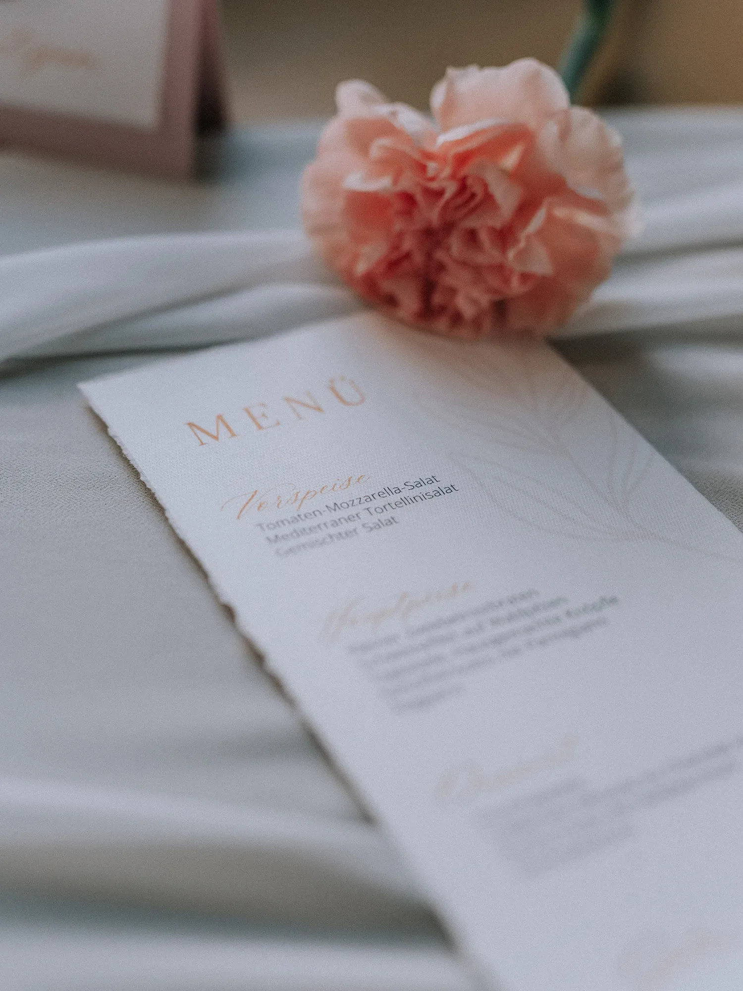 Menükarte bei einer Hochzeit
