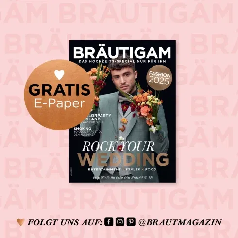 Cover des BRÄUTIGAM Magazins mit einem stilvollen Bräutigam und Blumen – Inspirationen zu Mode, Party, Styles und Trends für den Bräutigam.