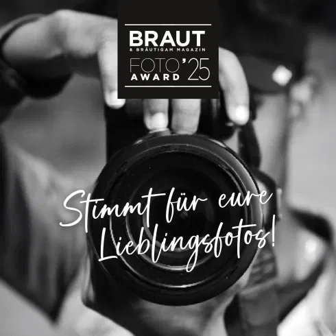 Aufruf zum Abstimmen für die Lieblingsfotos beim Braut Foto Award 2025